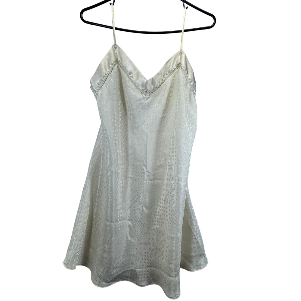 Vintage Adonna Nightgown Women Medium White Jacquard Flowy Coquette Bridal Fairy
